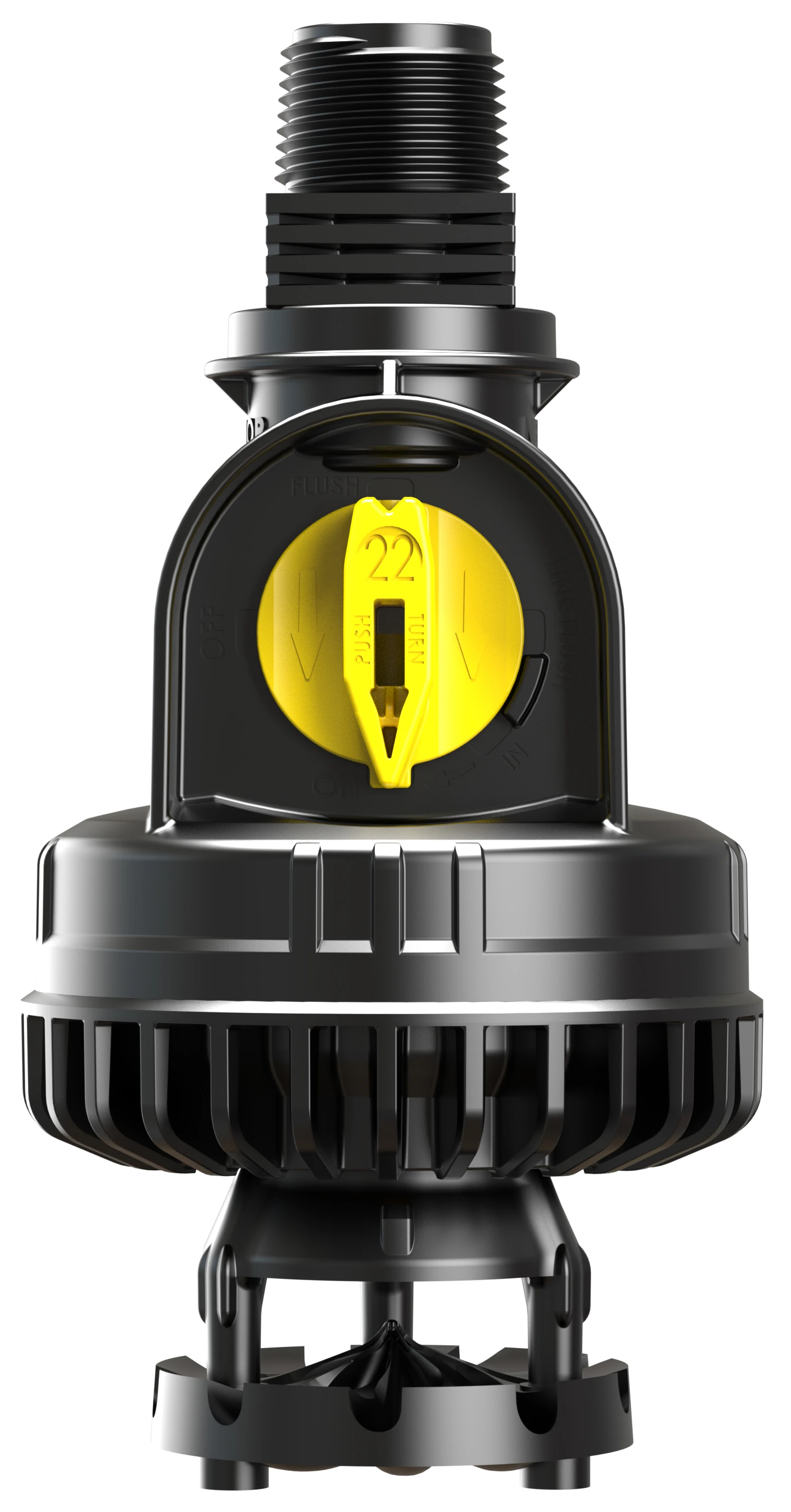 Maximum radius decreases the application rate and helps prevent runoff.